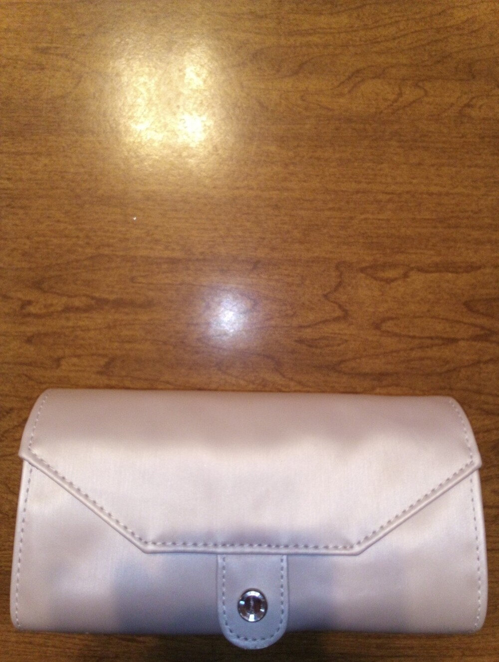 Swarovski Folding Travel Jewelry Organizer Bag W/Crystal Snap Light Pink/Beige